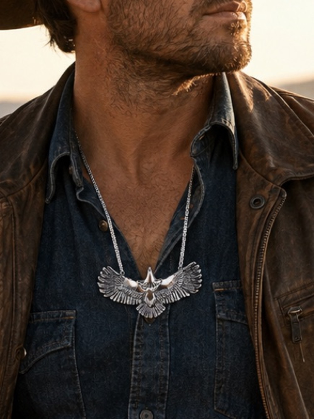 Silver Eagle Pendant Necklace - Stylish Bird Wing Design
